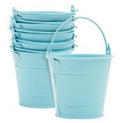 Juvale 6 Pack Blue Mini Galvanized Buckets with Handles for Party Favors, Wedding Decorations, Easter Centerpieces (3.5 x 3 In)
