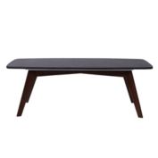 The Bianco Collection Faura 18" x 43.5" Rectangular Italian Black Marble Coffee Table with Walnut Legs
