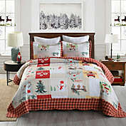 MarCielo 3 Piece Christmas Quilt Bedspread Set B022