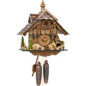 Alexander Taron 13.5" Brown, Green, and White Engstler Contemporary Full Size Cuckoo Clock with 8-Day Weight-Driven Movement