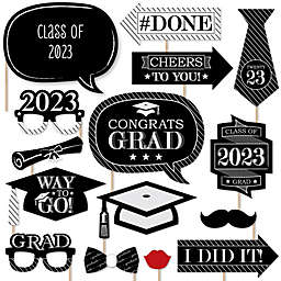 Big Dot of Happiness Graduation Cheers - 2023 Graduation Photo Booth Props Kit - 20 Count