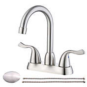 New Space 2-Handle Bathroom Sink Faucet with Plastic Pop-up Drain and Lead-Free  Supply
