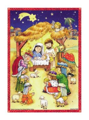 Sellmer Seasonal Decorative Manger Scene Christmas Advent Calendar - 14.5"H x 10.5"W x .1"D