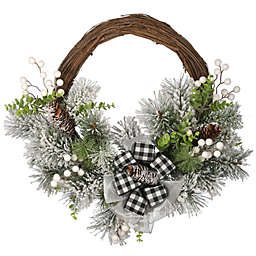 CC Christmas Decor Snowy Artificial Christmas Wreath, 22-Inch, Unlit