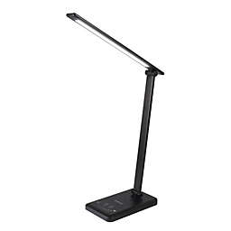 Juvale 5-Color 5-Brightness Dimmable LED Desk Lamp, Eye-Caring Memory, 30/60 min Timmer, Phone Stand, USB Charging, Black