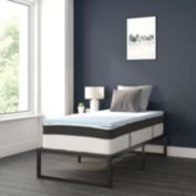 Flash Furniture 14 Inch Metal Platform Bed Frame with 12 Inch Pocket Spring Mattress in a Box and 2 Inch Cool Gel Memory Foam Topper - Twin
