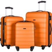 Zimtown 20/24/28" Hardside Spinner Suitcase 3 Piece ABS Luggage Set with TSA Lock, Orange