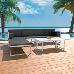 vidaXL 4 Piece Patio Lounge Set with Cushions Aluminum Black