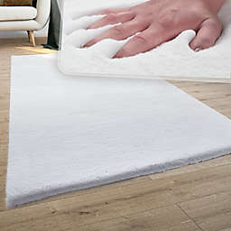 Paco Home Soft Faux Fur Area Rug in White Shaggy High Pile Washable