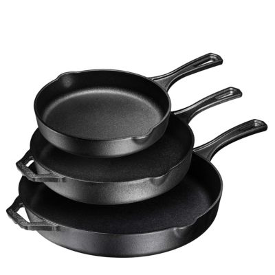 Bruntmor Enemeled Cast Iron 3 Piece Skillet Bundle 12 + 10 + 8 Set - Cast Iron Frying
