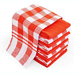 Chef Pomodoro Everyday Kitchen Towels - 10-Pack - 100% Pure Cotton Waffle Dishcloth, 15 in x 25 in (Orange, Pack of 10)