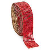 Bright Creations 4 Yards Red Rhinestone Ribbon Roll for Crafts, 1 in Bling Wrap DIY Decorations Wedding & Event