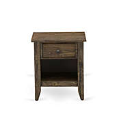 East West Furniture GA-07-ET Night stand For Bedroom with 1 Wooden Drawer, Stable and Sturdy Constructed - Distressed Jacobean Finish