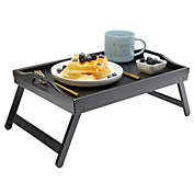 Juvale Black Wooden Bed Tray with Folding Legs for Breakfast in Bed (17.2 x 12 x 8 Inches)