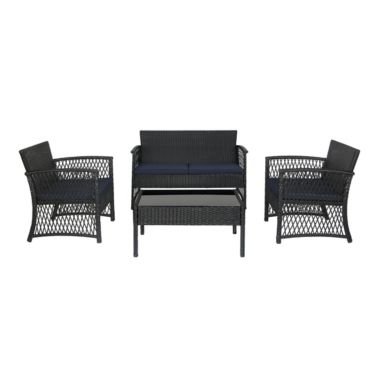 WestinTrends 4-Piece Outdoor Patio Conversation Set, Navy. View a larger version of this product image.