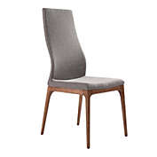 Armen Living Parker Mid-Century Dining Chair in Walnut Finish and Gray Fabric