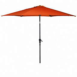 Costway 10 ft 6 Ribs Patio Umbrella with Crank without Weight Base-Orange