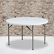 Emma + Oliver 4-Foot Round Granite White Plastic Folding Table - Banquet / Event Folding Table