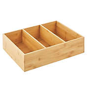 mDesign Bamboo Divided Tea, Snack, Drink, and Food Organizer Box - Natural Wood