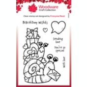 Woodware Craft Collection Woodware Clear Singles Birthday Snails 4 in x 6 in Stamp