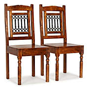 vidaXL Dining Chairs 2 pcs Solid Wood with Honey Finish Classic