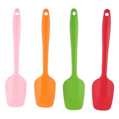 Unique Bargains Set of 4 Silicone Spatula, Heat Resistant Kitchen Flipping Turner Non Stick Spatula for Cooking Baking and Mixing Red+Green+Orange+Pink