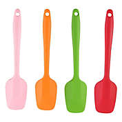 Unique Bargains Set of 4 Silicone Spatula, Heat Resistant Kitchen Flipping Turner Non Stick Spatula for Cooking Baking and Mixing Red+Green+Orange+Pink