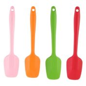 Unique Bargains Set of 4 Silicone Spatula, Heat Resistant Kitchen Flipping Turner Non Stick Spatula for Cooking Baking and Mixing Red+Green+Orange+Pink