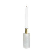 Contemporary Home Living 8" White and Gold Bienvenu Decorative Jar Candle Holder