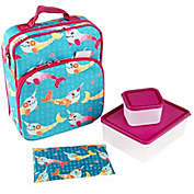 Lunch Box for Back to School, Fun Narwhal Print with 2 Containers and Reusable Ice Pack, Insulated and Durable Lunch Bag fits Most Bento Boxes