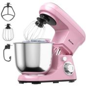 Costway 5.3 Qt Stand Food Mixer with 6 Speed and Dough Hook in Pink