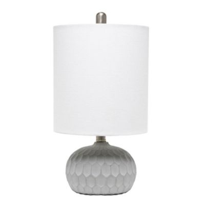 Elegant Designs Modern Textured Cement Base Table Lamp with Long Drum Shade
