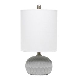 Elegant Designs Modern Textured Cement Base Table Lamp with Long Drum Shade