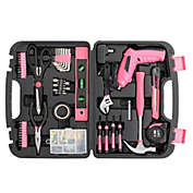 Stock Preferred Household Hand Kit w/ Black Storage Case in 149 Pcs Pink Tool Kit