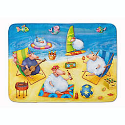 Caroline's Treasures Party Pigs on the Beach Machine Washable Memory Foam Mat 27 x 19