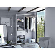 DEPOT E -SHOP DEPOT E-SHOP Dynamic Closet System, Five Open Shelves, One Drawer, One Metal Rod-White, For Bedroom