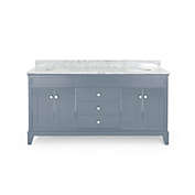 Contemporary Home Living 73" Gray and White Contemporary Handcrafted Double Sink Bathroom Vanity