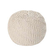 Contemporary Home Living 19.5" Ivory Contemporary Knitted Round Pouf Ottoman