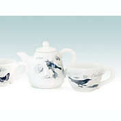 Melrose Two Piece French Botanical Black and Cream Fieldfare Bird Tea Cup and Pot Set