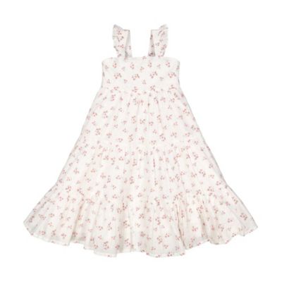 Hope & Henry Girls&#39; Twirly Tiered Dress (White Vintage Floral, 18-24 Months)