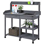 Yaheetech Wooden Work Bench Tables Garden Potters in Gray
