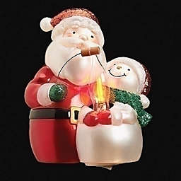Santa and Snowman Flicker Flame Night Light Swivel Plug 5.5 Inch