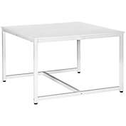 HOMCOM Two Person Computer Desk, 47 x 47 inch Extra Large Writing Study Desk, Double Workstation for Home Office, White