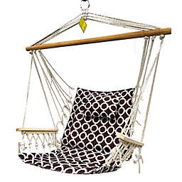 Hanging Hammock Swing Chair with Pillow and Wooden Arms
