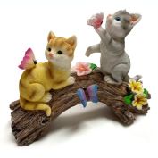 VP Home Kittens on a Log Solar Powered LED Outdoor Decor Garden