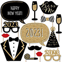 Big Dot of Happiness New Years Eve Party - Gold - 2023 New Year's Photo Booth Props Kit - 20 Count