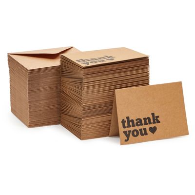 Best Paper Greetings 120 Pack Kraft Thank You Cards with Envelopes, Boxed Bulk Set (3.5 x 5 In)