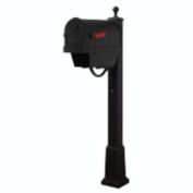 Special Lite Products Savannah Curbside Mailbox with Newspaper Tube and Springfield Mailbox Post with Base