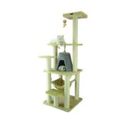 Armarkat 65-Inch Wooden Step Cat Tower Tree Condo Scratcher Kitten House - Beige