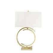Kingston Living 29" Gold Open Circle Table Lamp with Rectangular White Shade